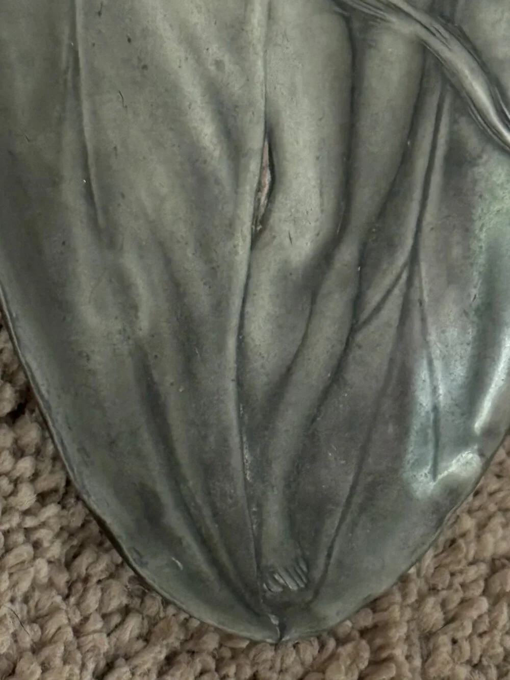 Antique Art Nouveau Water Nymph Waterlily Trinket Dish Pewter or Silver Plate